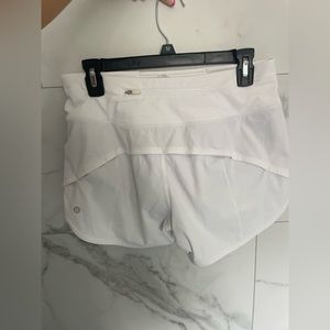 White lululemon speed up shorts size 6